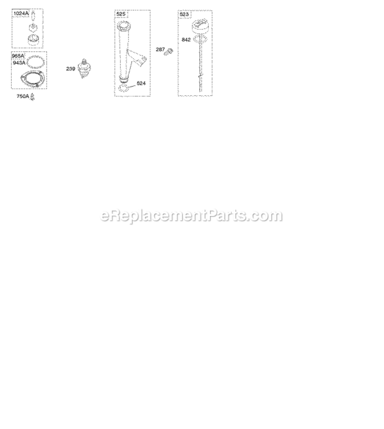 Lubrication Diagram and Parts List for 44P977-0110-G5  Briggs and Stratton Engine